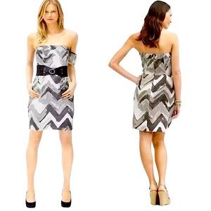 BANANA REPUBLIC: NWT Gray White Linen Strapless Dress -Size 2